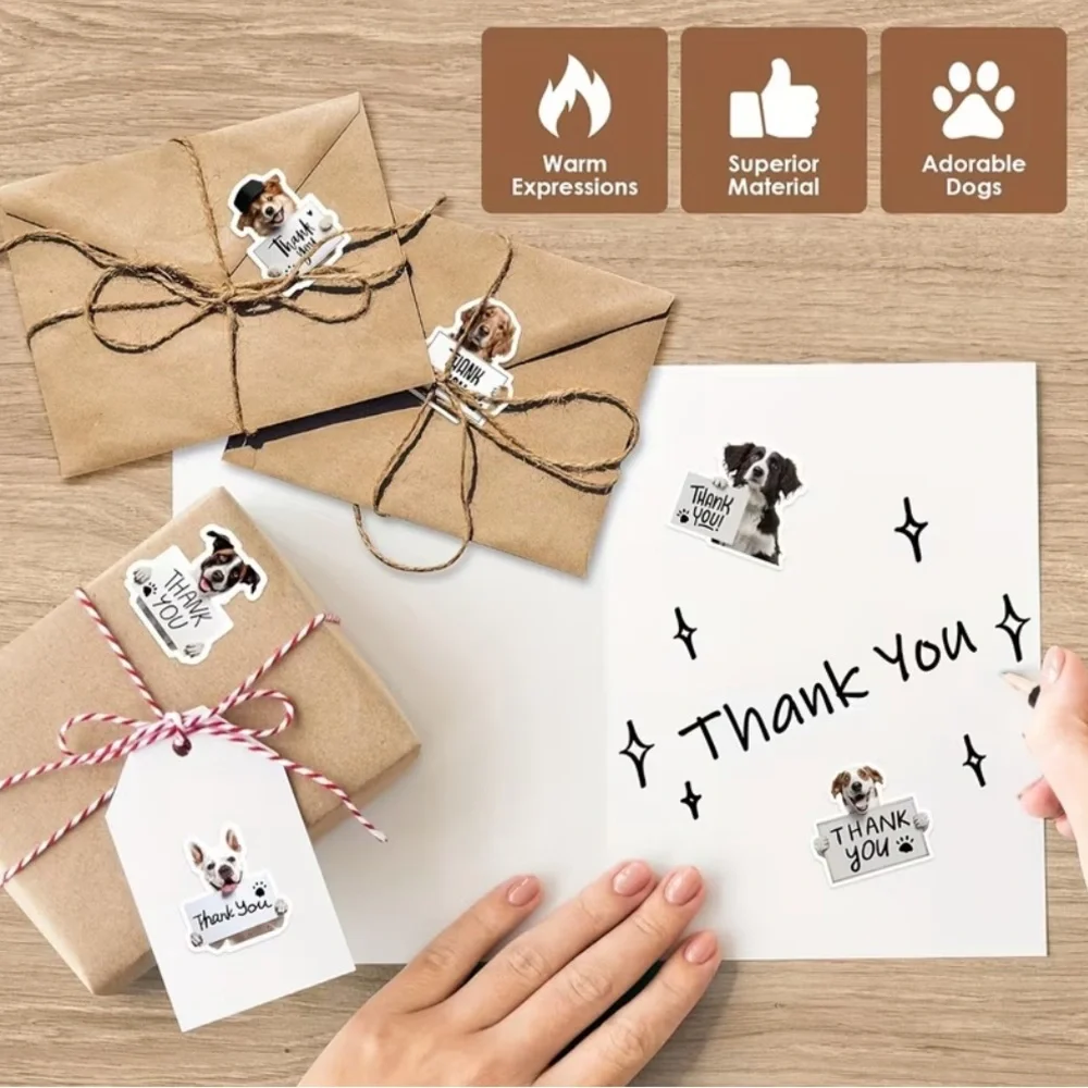 Thank You Dog Sticker Roll, 500 pcs, NEW